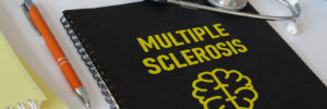 a notebook that says Multiple sclerosis on it